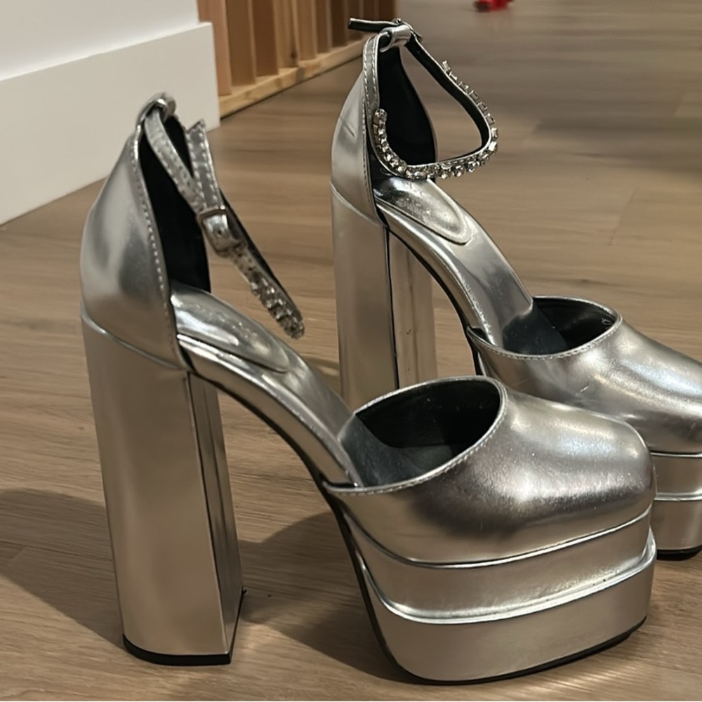 Ardene Metallic Silver Platform Shoes